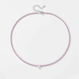 925 Silver Heart Tennis CZ Zircon Bracelet Wedding Jewelry