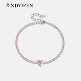 925 Silver Heart Tennis CZ Zircon Bracelet Wedding Jewelry