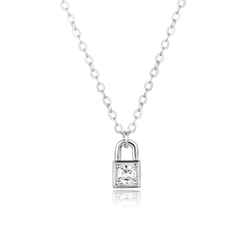 925 Silver Key Locker Pendant Necklace Delicate Spring Wedding Jewelry