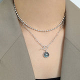 925 Silver Labradorite Pendant Necklace Horoscope Chain Gift