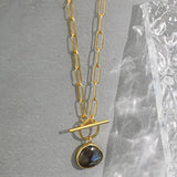 925 Silver Labradorite Pendant Necklace Horoscope Chain Gift