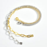 925 Silver Clear Tennis Paperclip Bracelet Chain Women