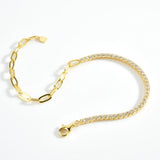 925 Silver Clear Tennis Paperclip Bracelet Chain Women
