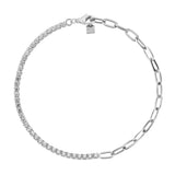 925 Silver Clear Tennis Paperclip Bracelet Chain Women