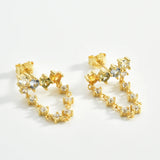 925 Silver Line Zircon CZ Chain Stud Earring