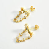925 Silver Line Zircon CZ Chain Stud Earring