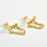 925 Silver Line Zircon CZ Chain Stud Earring