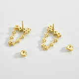 925 Silver Line Zircon CZ Chain Stud Earring