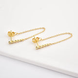 925 Silver Long Chain Stud Earring Line Piercing European Jewelry