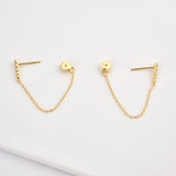 925 Silver Long Chain Stud Earring Line Piercing European Jewelry