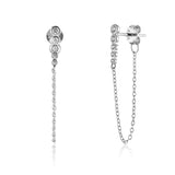 925 Silver Long Chain Stud Earring Line Piercing European Jewelry