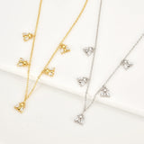 925 Silver Long Chain Choker Necklace Bee Charms Crystal Zircon Jewelry