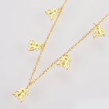 925 Silver Long Chain Choker Necklace Bee Charms Crystal Zircon Jewelry