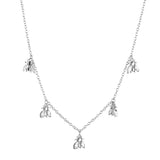 925 Silver Long Chain Choker Necklace Bee Charms Crystal Zircon Jewelry