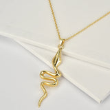 925 Sterling Silver Snake Pendant Necklace Long Chain European Rock Punk Jewelry