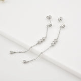 925 Silver Long Chain Earrings VERTICE Crystal Piercing Women Jewelry