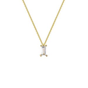 925 Silver Square Zircon Crystal Long Pendant Necklace