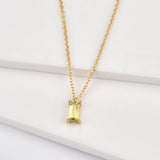 925 Silver Square Zircon Crystal Long Pendant Necklace