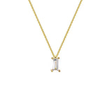 925 Silver Square Zircon Crystal Long Pendant Necklace