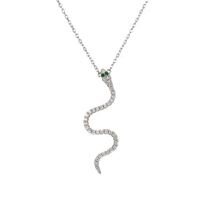 Long Snake 34mm Pendant Necklace Crystal Jewelry