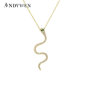 Long Snake 34mm Pendant Necklace Crystal Jewelry