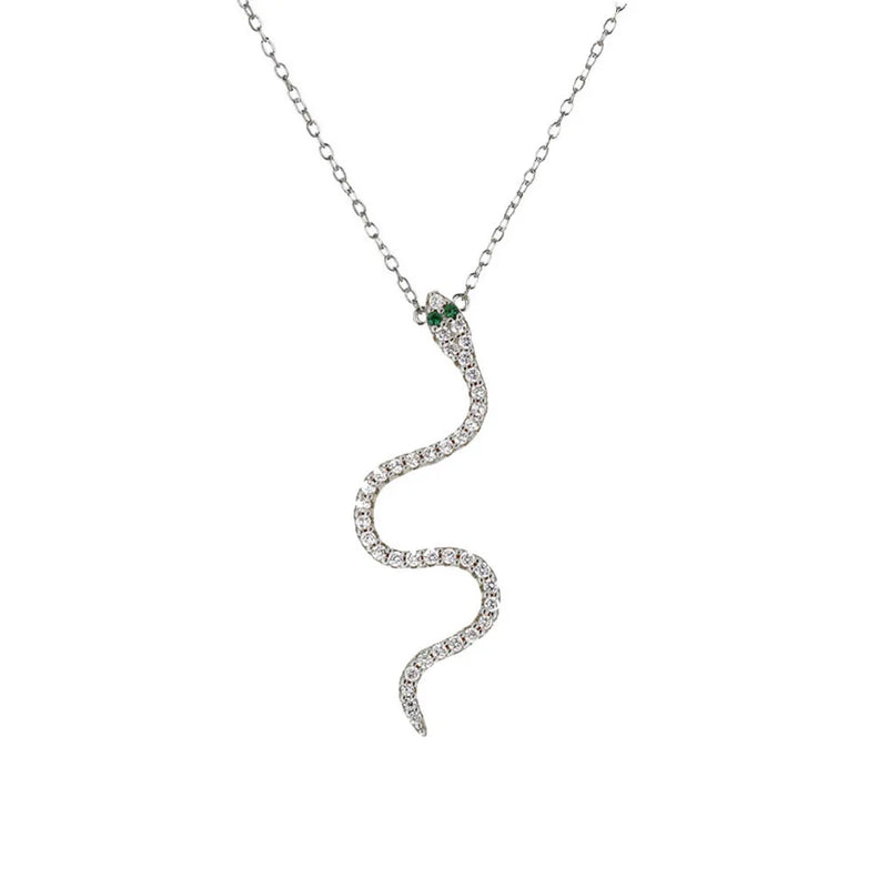 Long Snake 34mm Pendant Necklace Crystal Jewelry