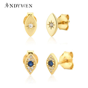 925 Silver Lucky Eye Stud Earring Clips Women Fine Jewelry