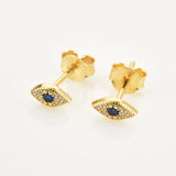 925 Silver Lucky Eye Stud Earring Clips Women Fine Jewelry