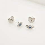 925 Silver Lucky Eye Stud Earring Clips Women Fine Jewelry