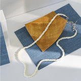 925 Silver Pearl Charm Chain Necklace Wedding Collar Tiny Jewelry Rock Punk