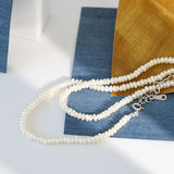 925 Silver Pearl Charm Chain Necklace Wedding Collar Tiny Jewelry Rock Punk