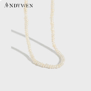 925 Silver Pearl Charm Chain Necklace Wedding Collar Tiny Jewelry Rock Punk