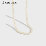 925 Silver Pearl Charm Chain Necklace Wedding Collar Tiny Jewelry Rock Punk