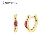 925 Silver Slim Hoop Huggie Clip CZ Circle Loop Earring