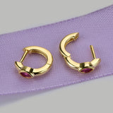 925 Silver Slim Hoop Huggie Clip CZ Circle Loop Earring