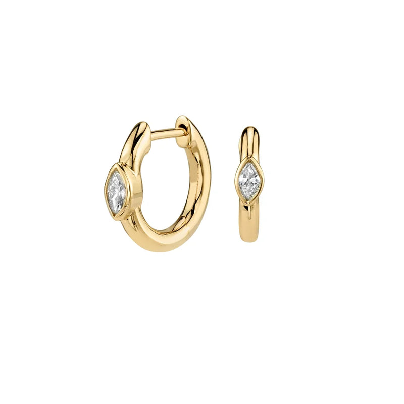925 Silver Slim Hoop Huggie Clip CZ Circle Loop Earring