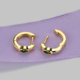 925 Silver Slim Hoop Huggie Clip CZ Circle Loop Earring