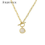 925 Silver Milk Crystal Triangle Zircon Pendant CZ Long Chain Wedding Jewelry