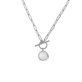 925 Silver Milk Crystal Triangle Zircon Pendant CZ Long Chain Wedding Jewelry