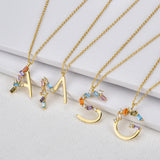 925 Silver Initial V T Letter Necklace Long Chain Alphabet Pendant Crystal CZ