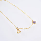 925 Silver Champagne Ovals Pendant Purple Charms Necklace