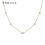 925 Silver Zircon Choker Necklace Crystal Wedding Jewelry