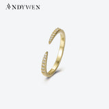 925 Silver Open Twing Rings Clear CZ Tiny Winter Wedding Fine Jewelry