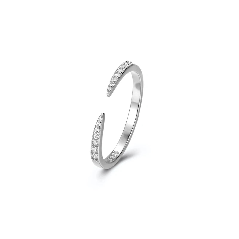 925 Silver Open Twing Rings Clear CZ Tiny Winter Wedding Fine Jewelry