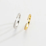 925 Silver Open Twing Rings Clear CZ Tiny Winter Wedding Fine Jewelry