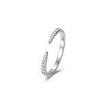 925 Silver Open Twing Rings Clear CZ Tiny Winter Wedding Fine Jewelry
