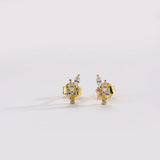 925 Sterling Silver Oval Zircon CZ Stud Earring Piercing Clips