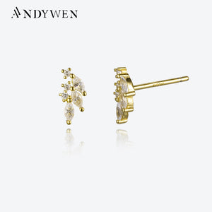 925 Sterling Silver Oval Zircon CZ Stud Earring Piercing Clips