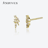 925 Sterling Silver Oval Zircon CZ Stud Earring Piercing Clips