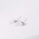 925 Sterling Silver Oval Zircon CZ Stud Earring Piercing Clips